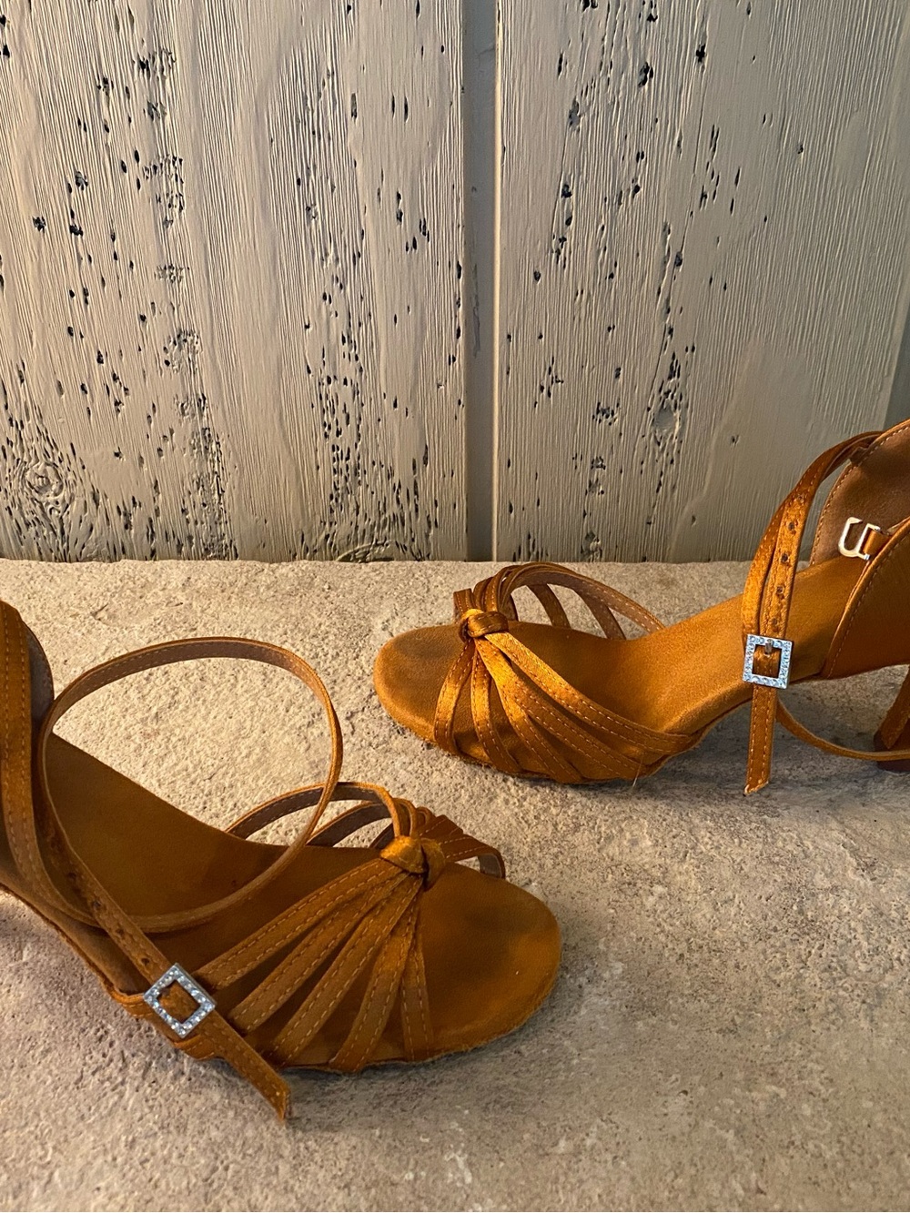 Women's Strappy Satin Latin/Ballroom Dance Heels in Burnt Orange
